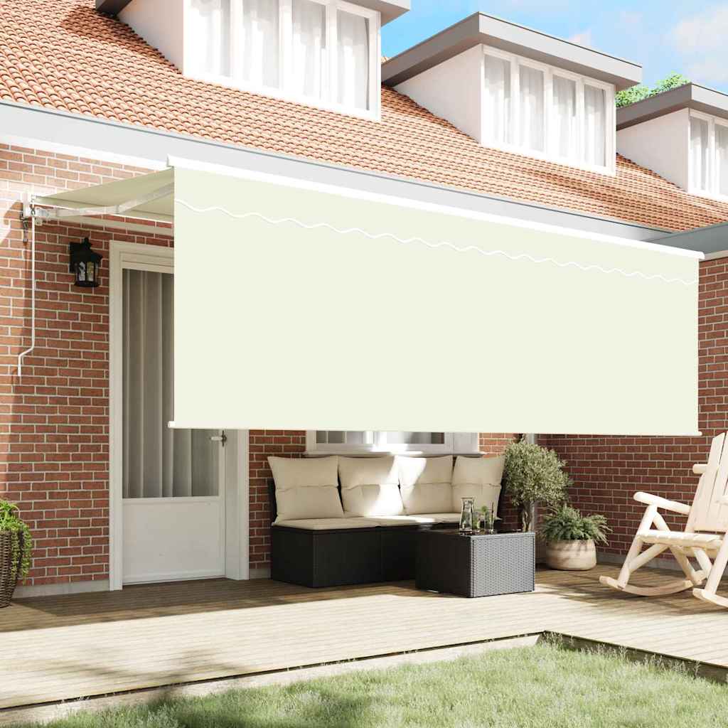 Retractable Awning Cream 350 x 200 cm Polyester and Aluminium