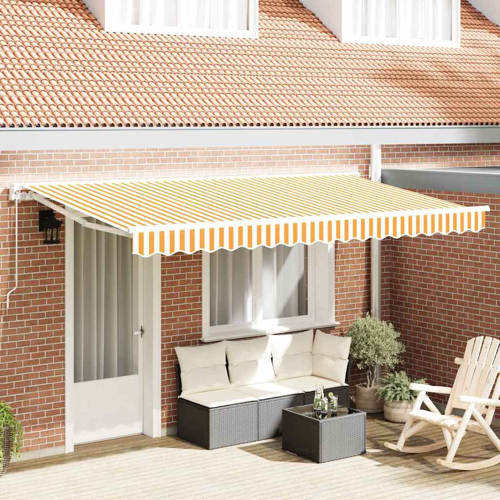 Retractable Awning Manual Yellow and White 350 x 200 cm