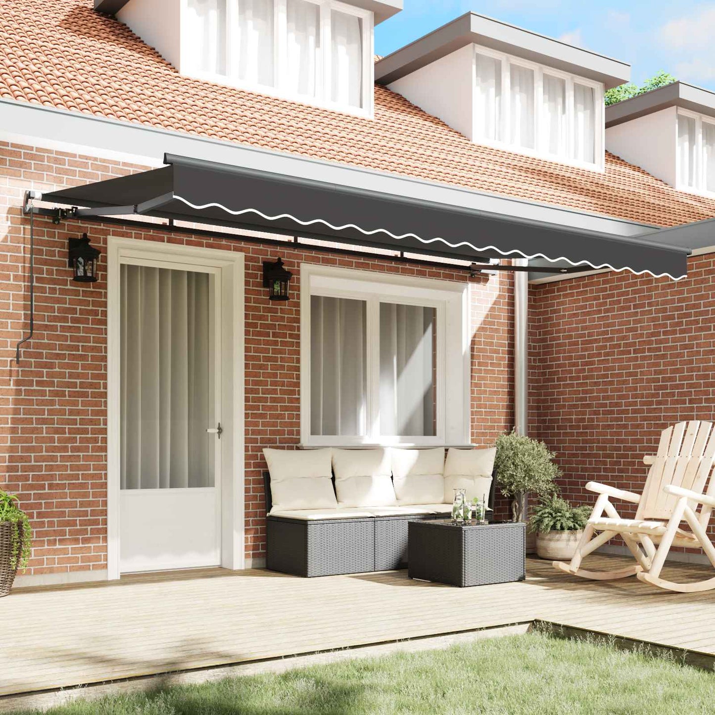 Retractable Awning Manual Anthracite 350 x 200 cm Fabric