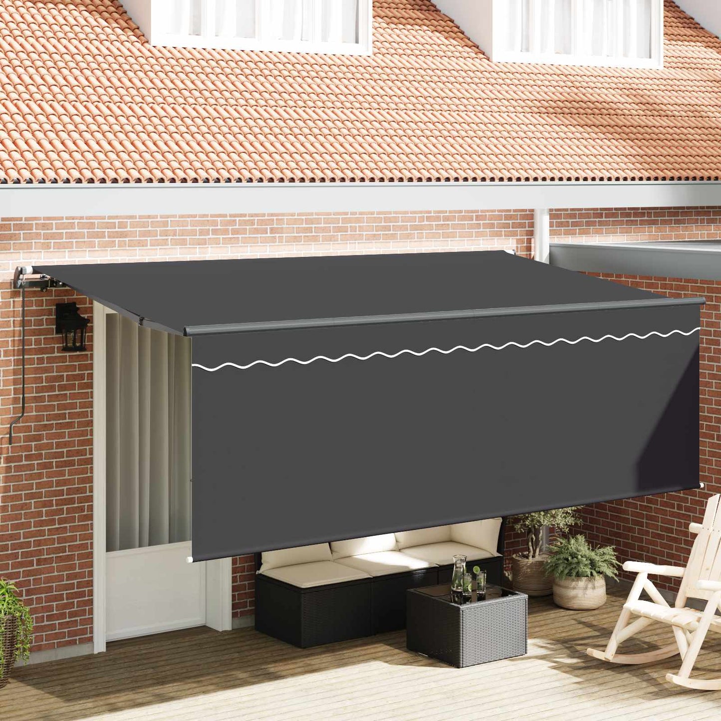 Retractable Awning Manual Anthracite 350 x 200 cm