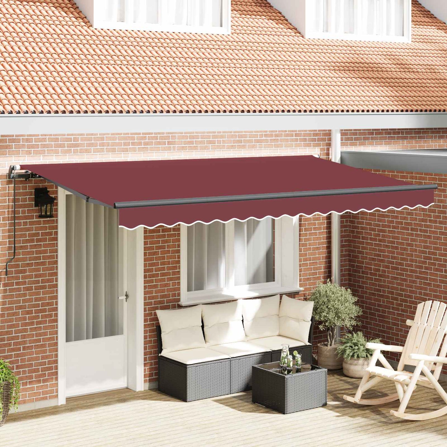 Retractable Awning Burgundy 350 x 200 cm Fabric
