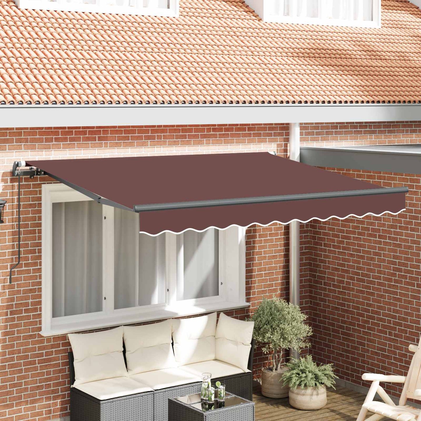 Retractable Awning Brown 350 x 200 cm Fabric