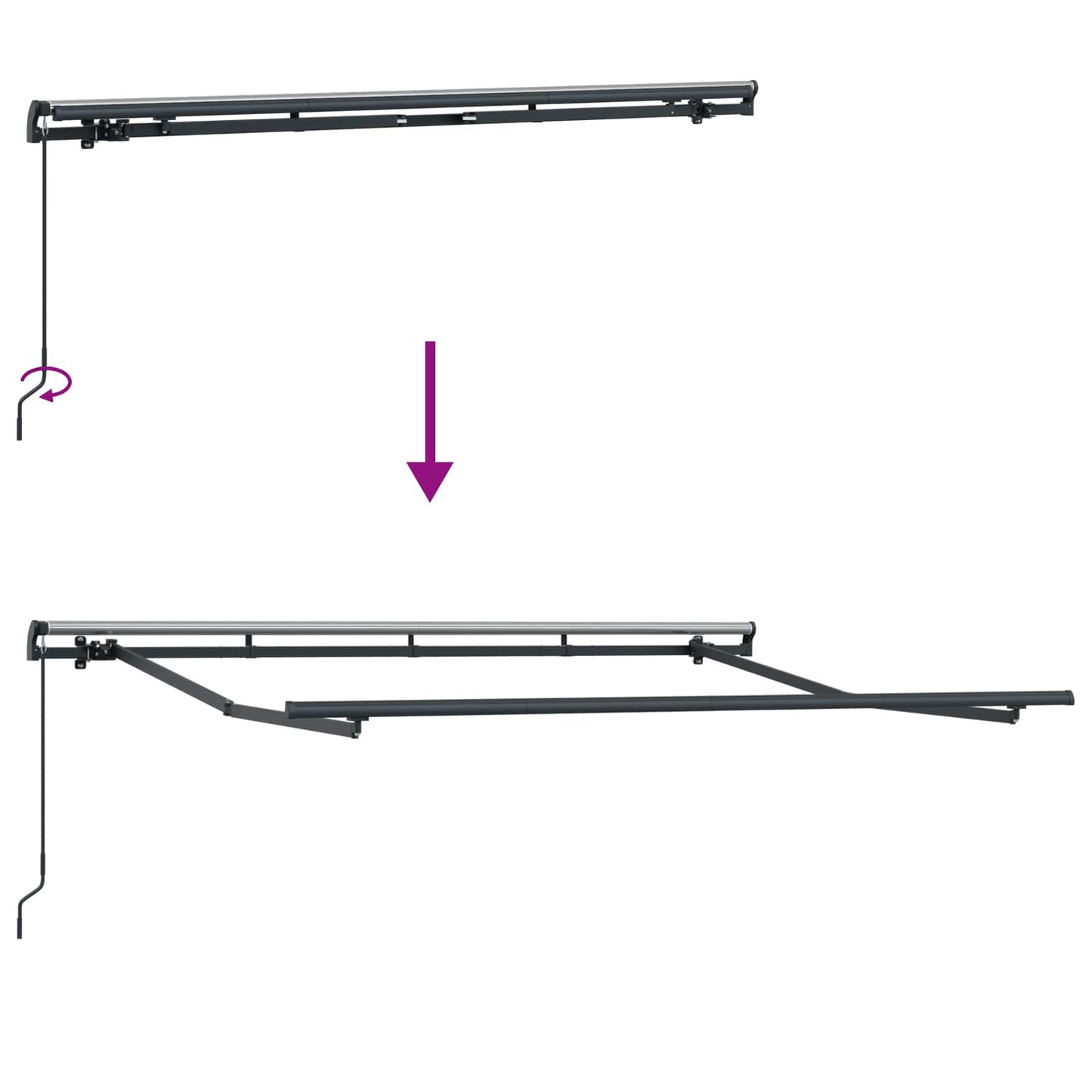 Retractable Awning Manual Light Grey 350 x 200 cm Fabric