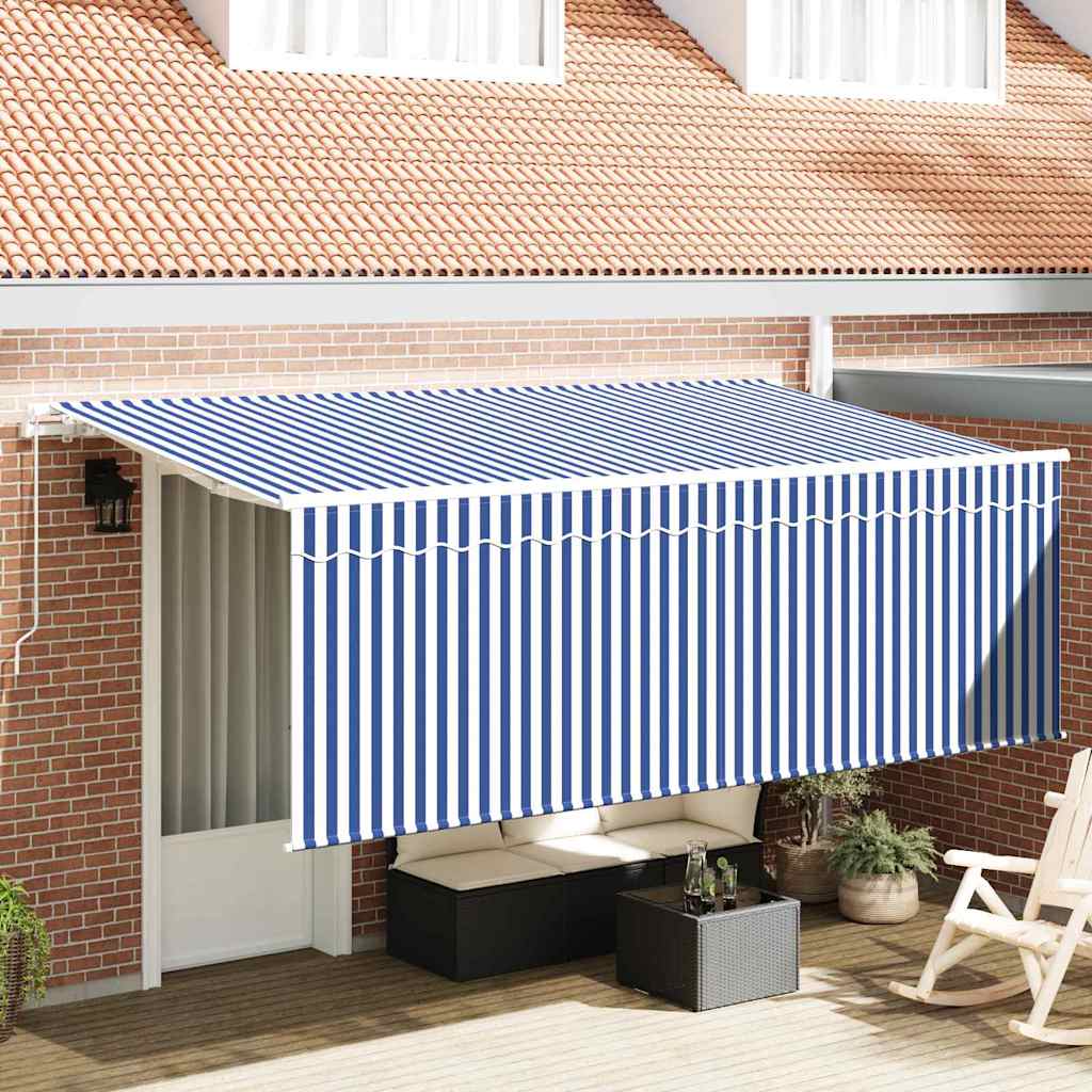 Retractable Awning Manual Blue and White 400 x 200 cm