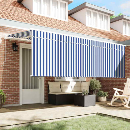 Retractable Awning Manual Blue and White 400 x 200 cm