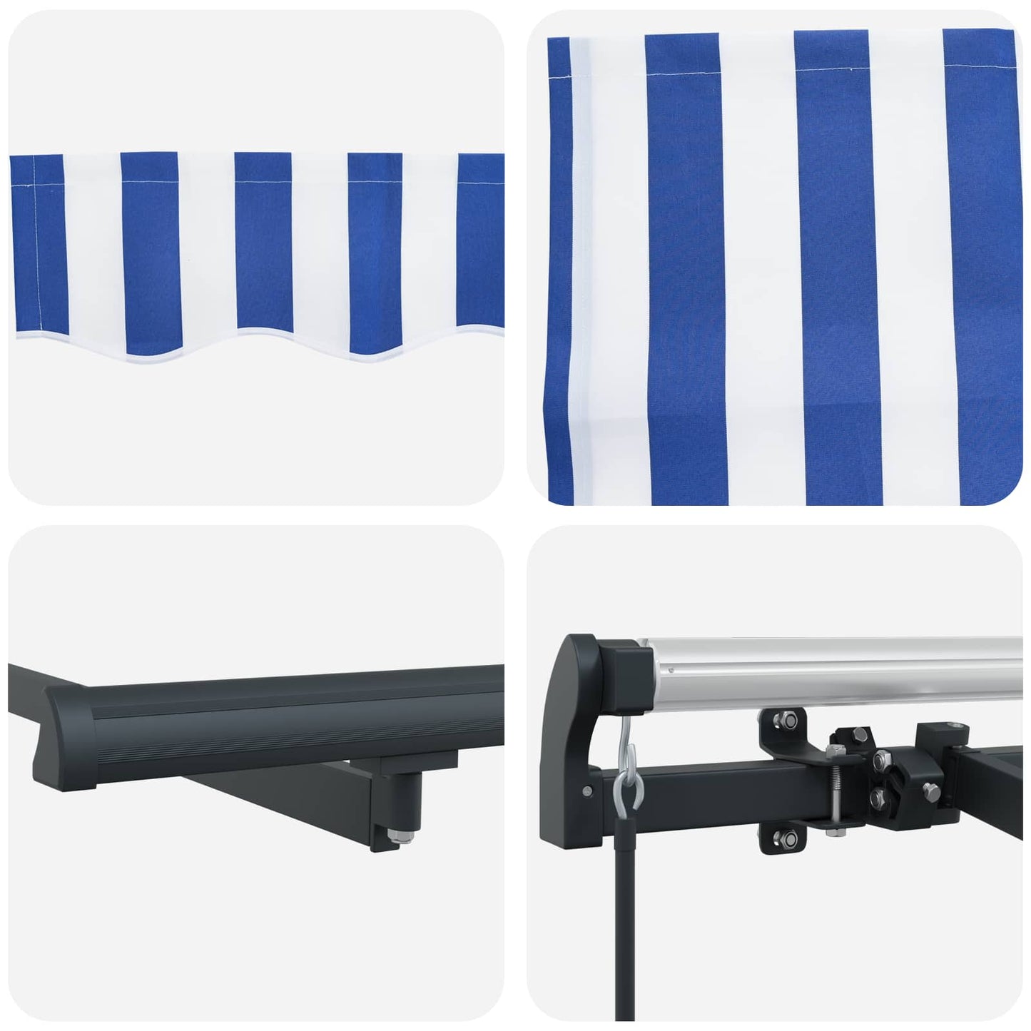 Retractable Awning Manual Blue and White 400 x 200 cm