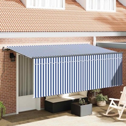 Retractable Awning Manual Blue and White 400 x 200 cm