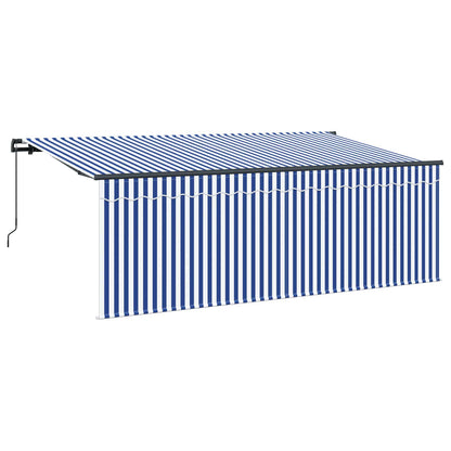 Retractable Awning Manual Blue and White 400 x 200 cm