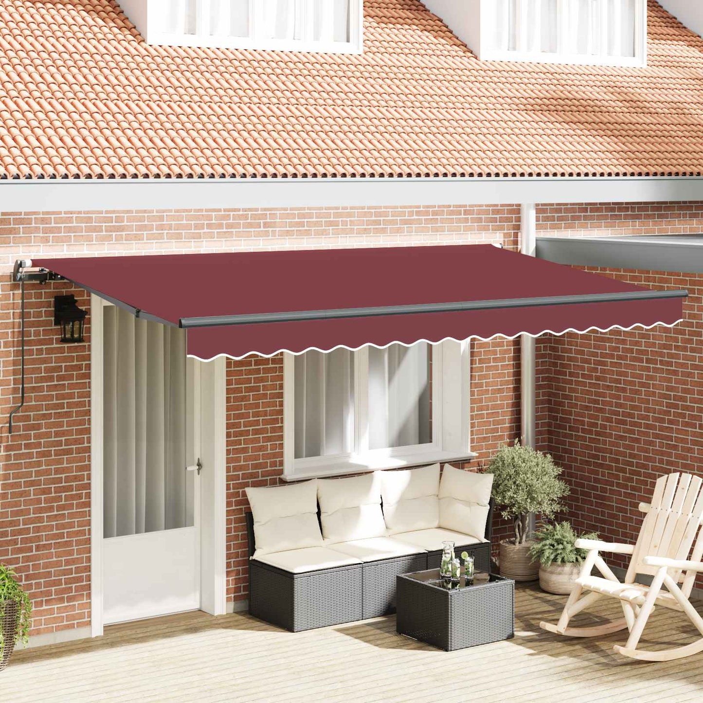 Retractable Awning Burgundy 400 x 200 cm Fabric