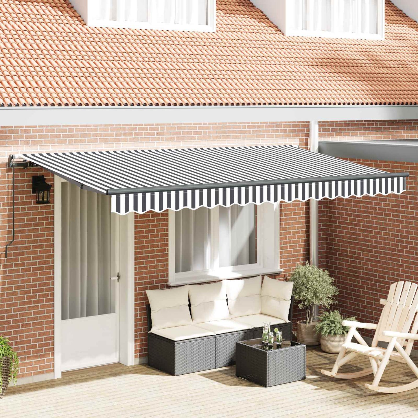 Retractable Awning Manual Anthracite 400 x 200 cm Fabric