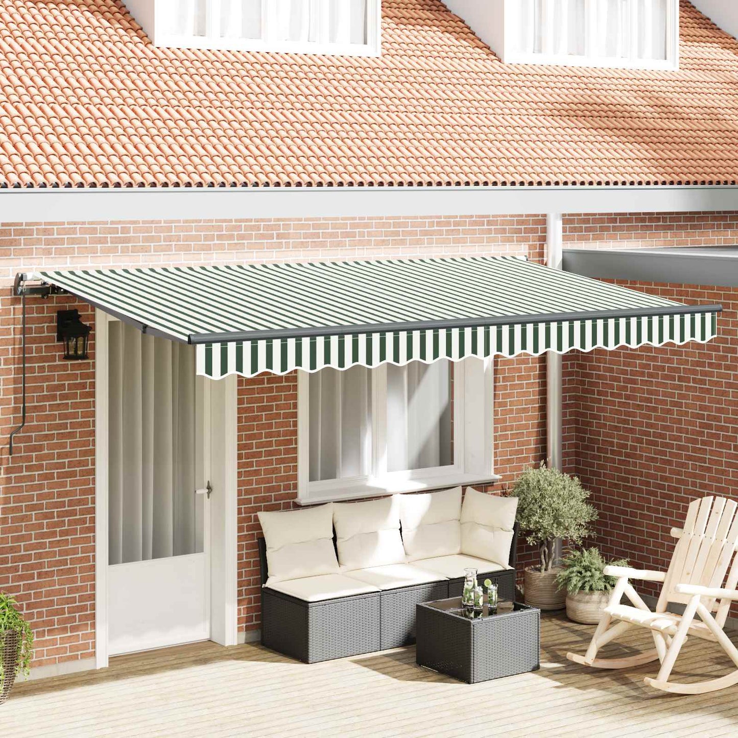 Retractable Awning Green 400 x 200 cm Fabric