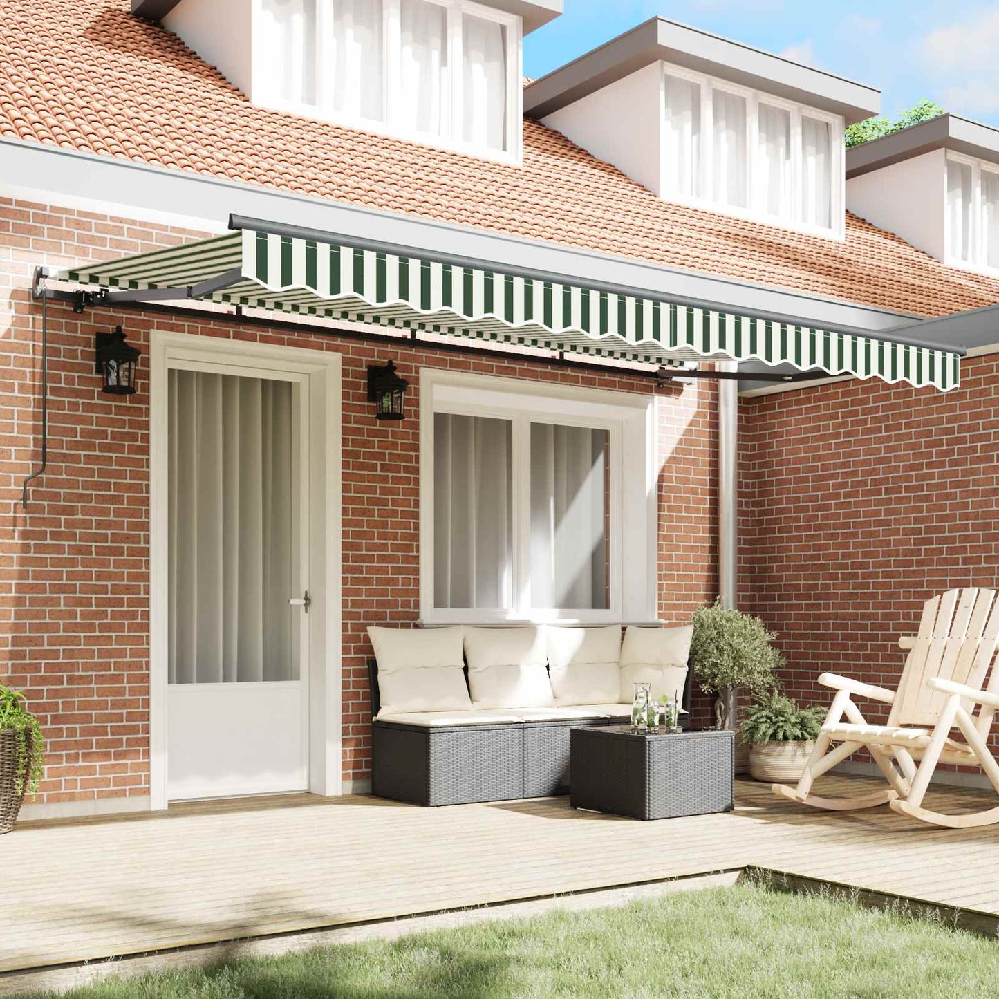 Retractable Awning Green 400 x 200 cm Fabric