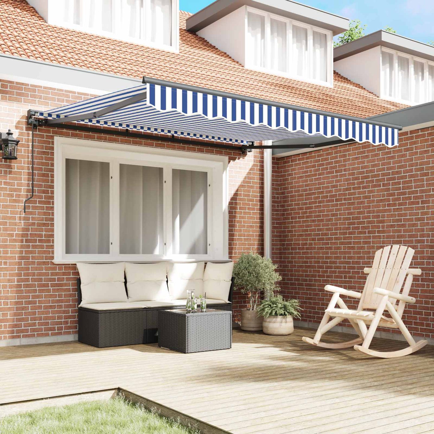 Awning Frame Blue and White 300 x 250 cm