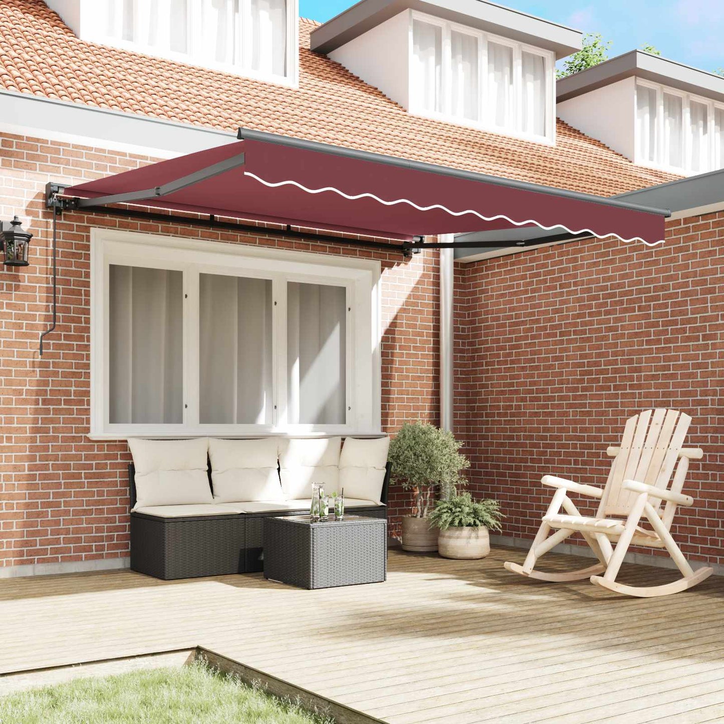 Awning Frame Burgundy 300 x 250 cm Polyester with PU coating