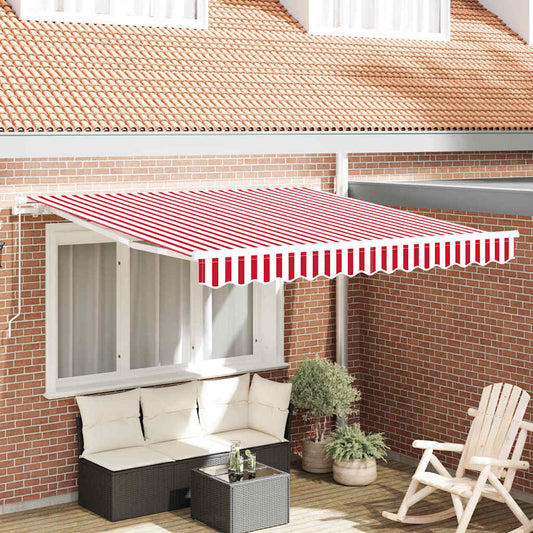 Retractable Awning Red and White 300 x 250 cm