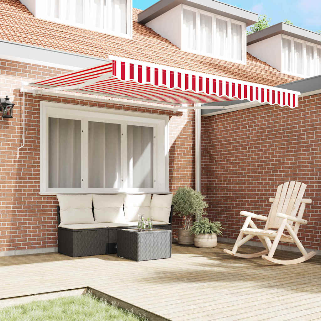 Retractable Awning Red and White 300 x 250 cm