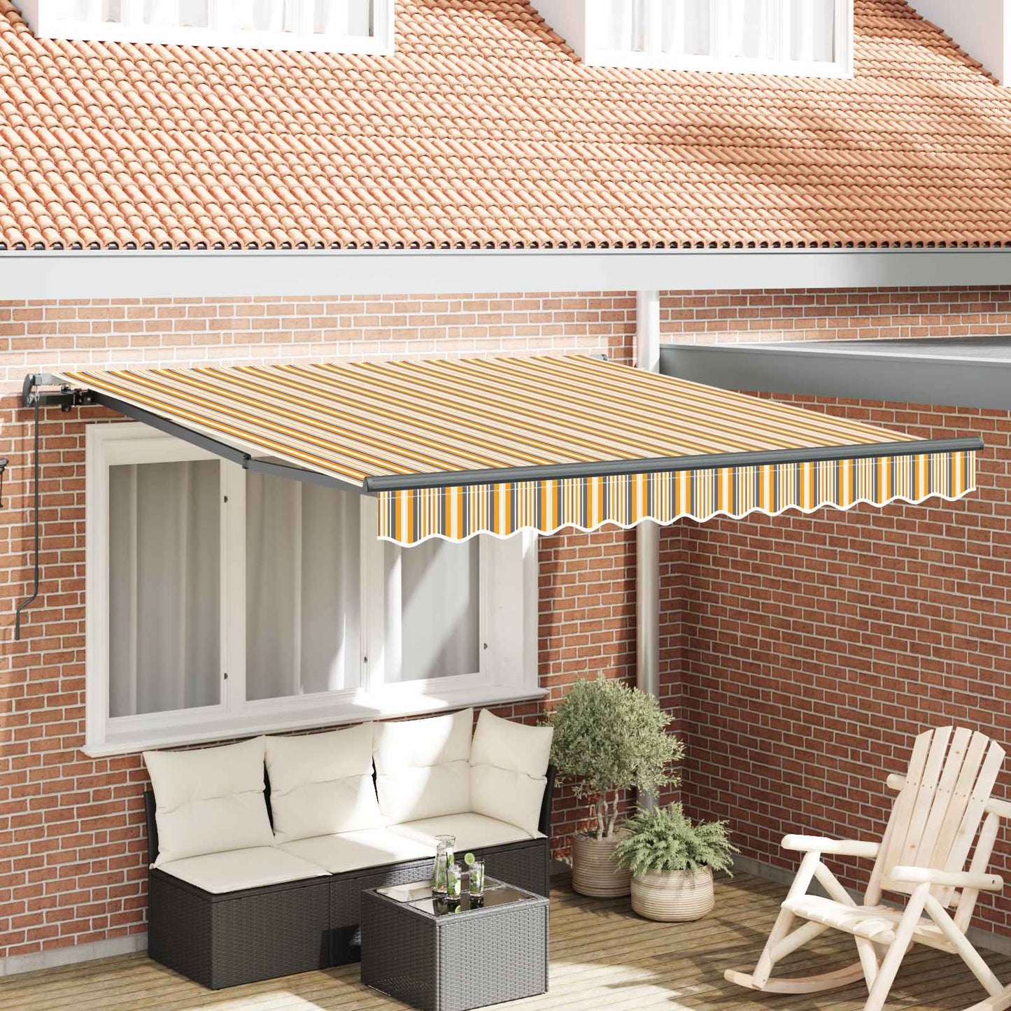 Retractable Awning Multicolour 300 x 250 cm Polyester and Steel