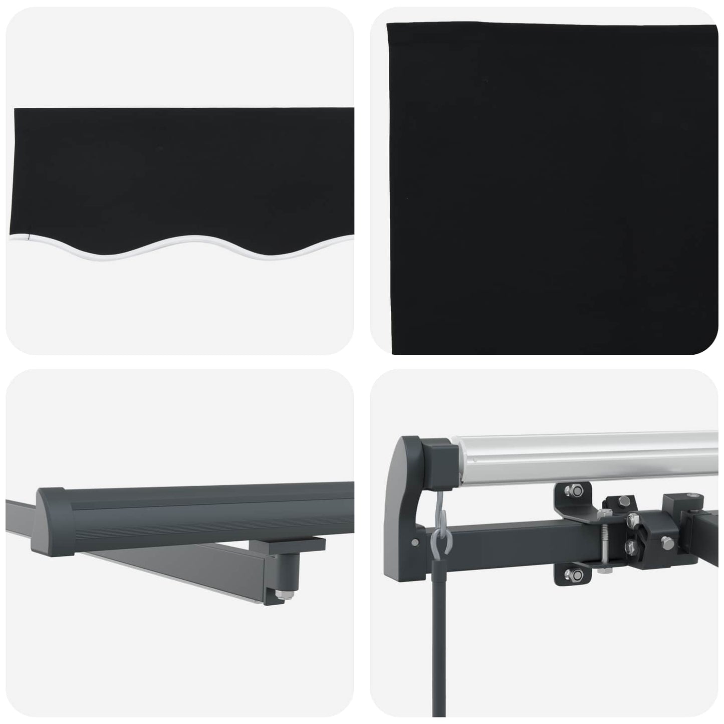 Retractable Awning Black 300 x 250 cm Fabric and Aluminium