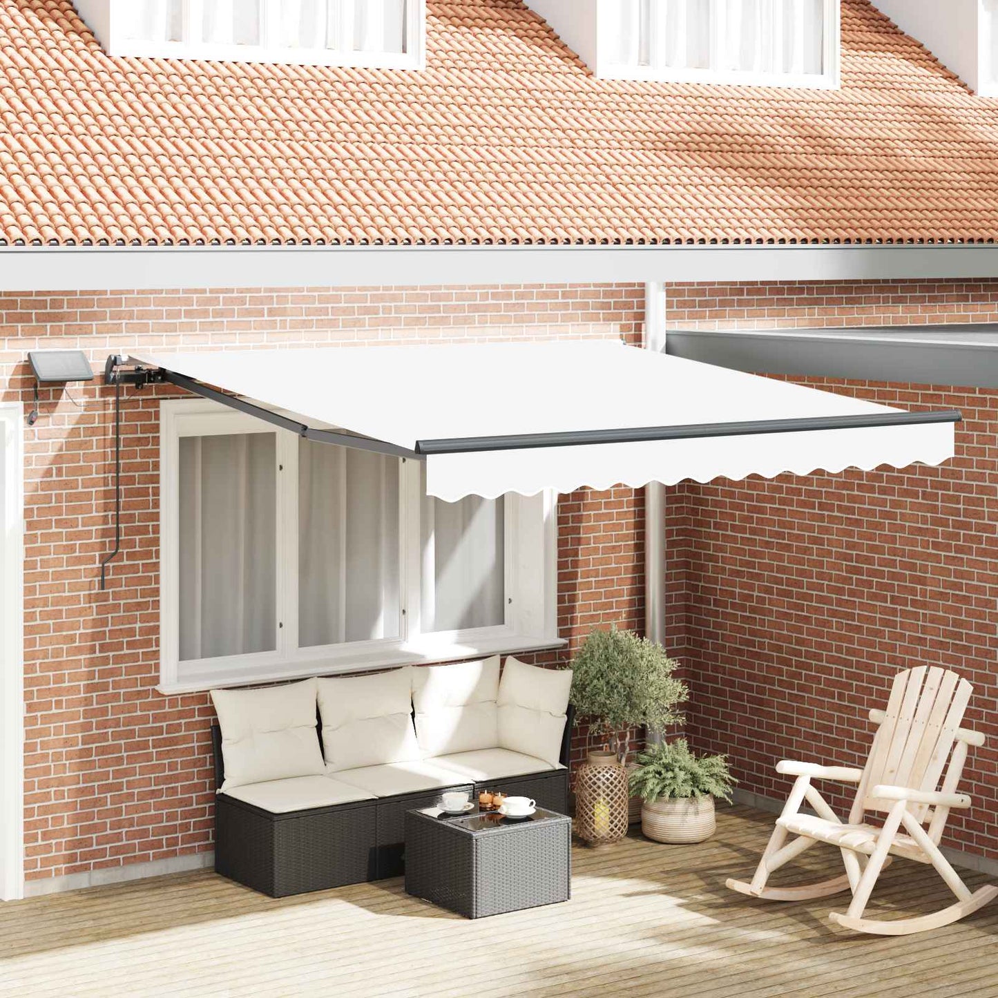 Retractable Awning White 300 x 250 cm Fabric and Aluminium
