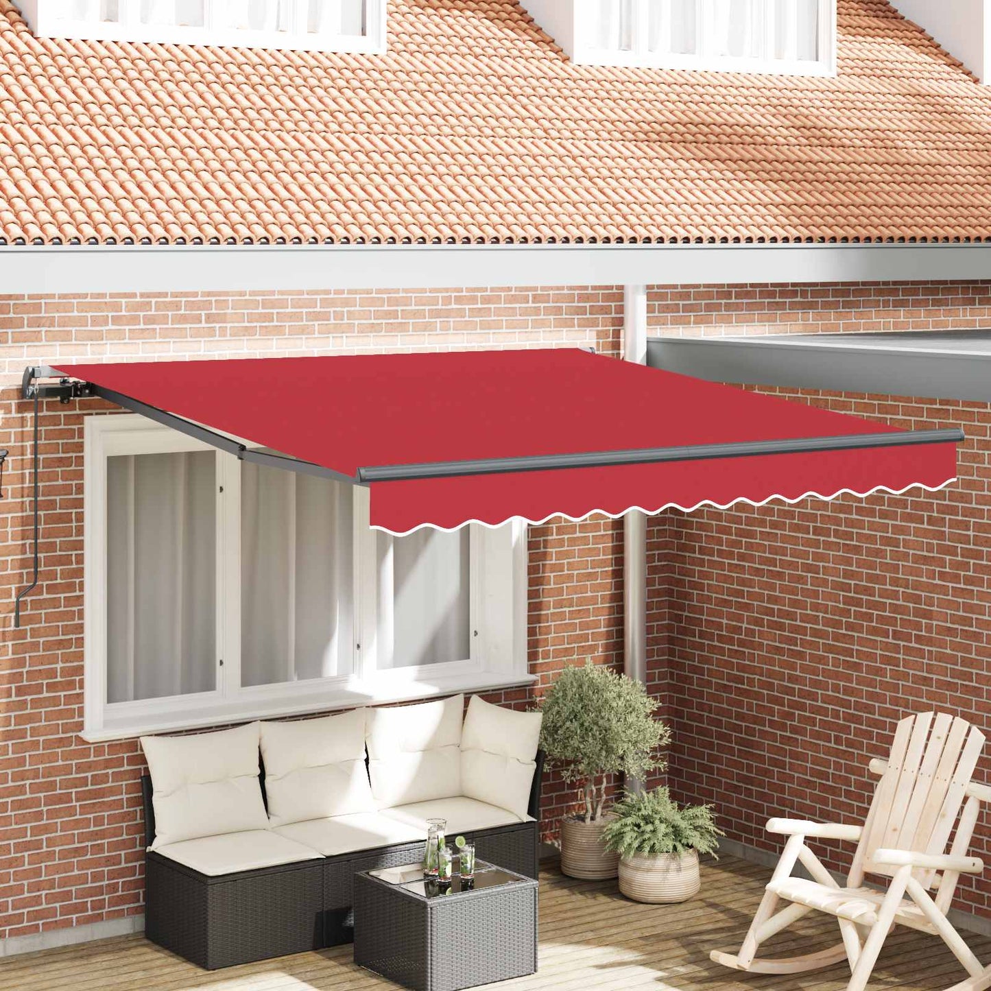 Retractable Awning Red 300 x 250 cm Polyester and Steel