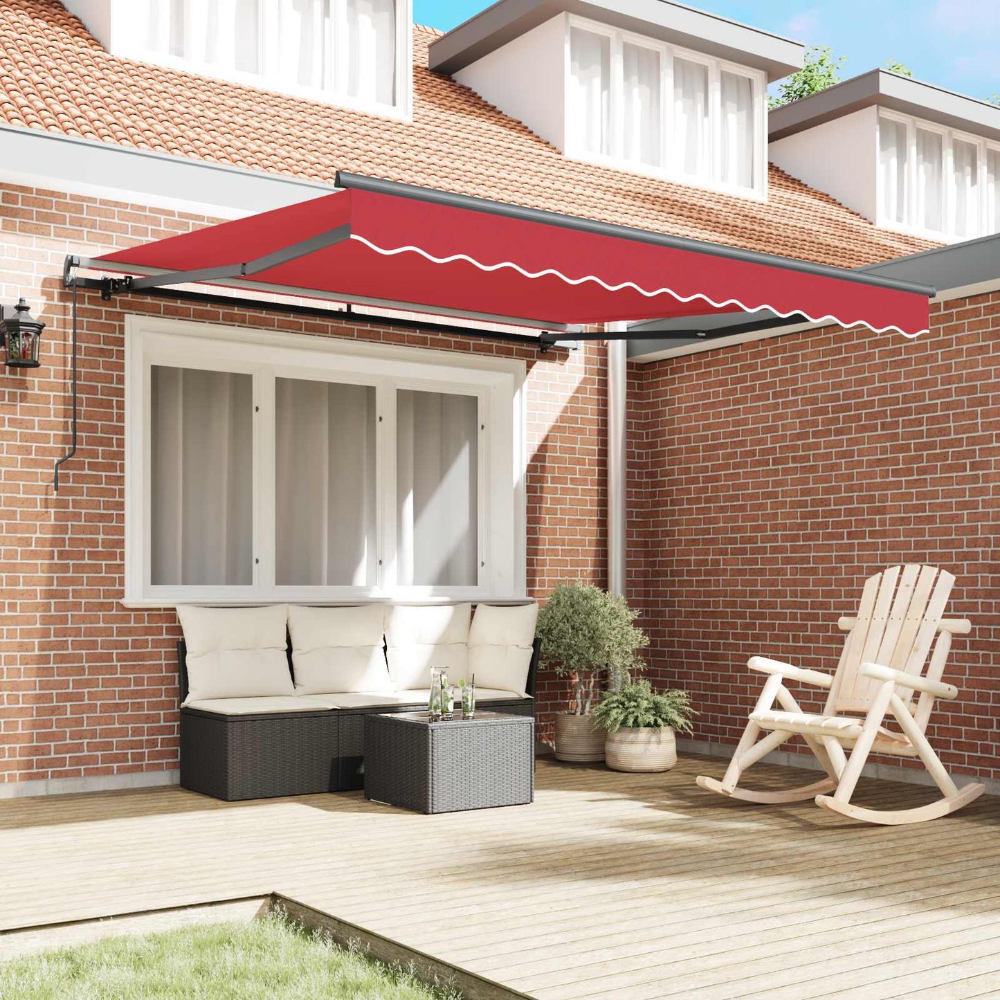 Retractable Awning Red 300 x 250 cm Polyester and Steel