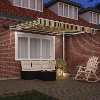 Retractable Awning Manual Green and yellow 300 x 250 cm