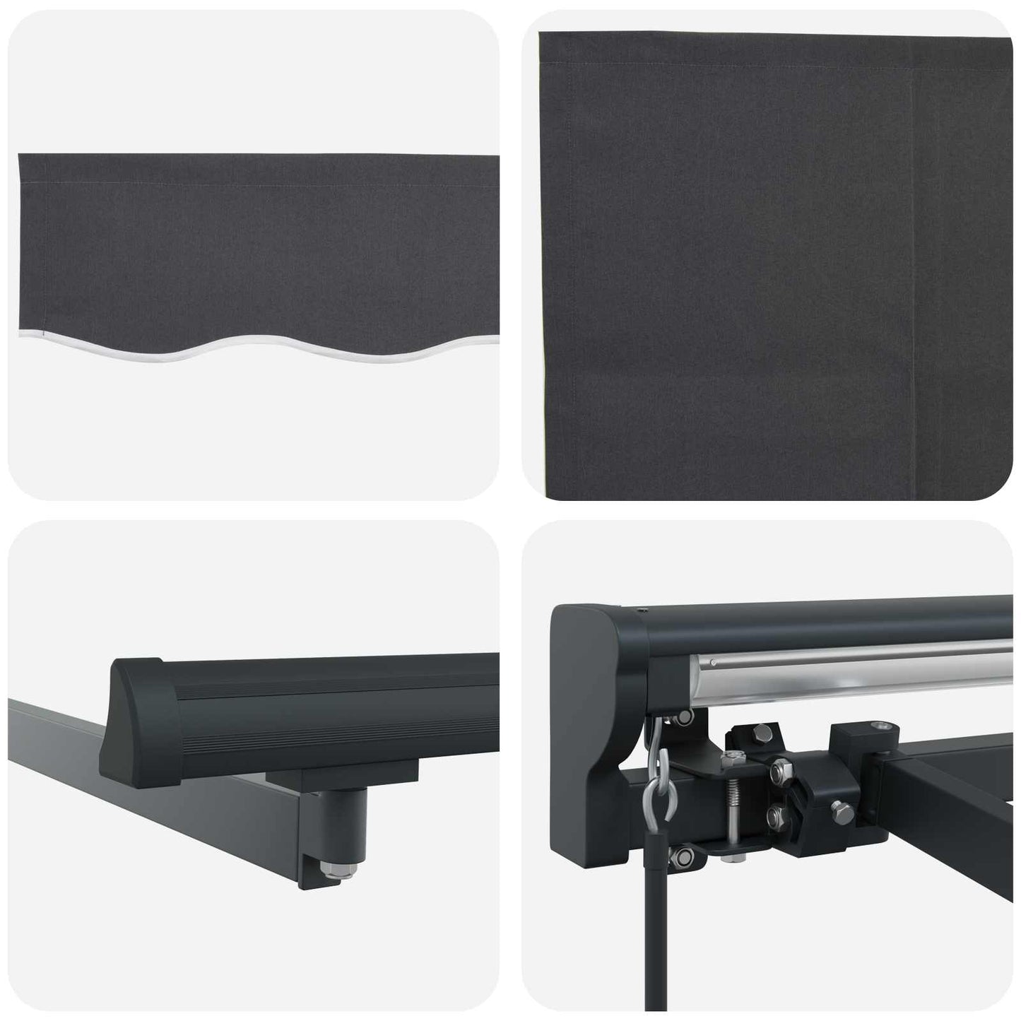 Retractable Awning Anthracite 350 x 250 cm Aluminium and Fabric