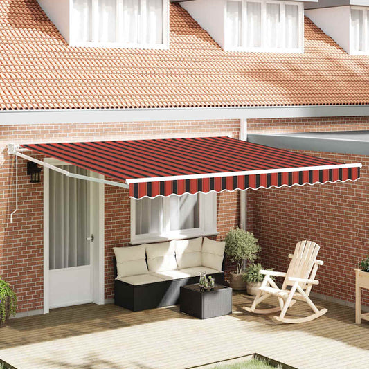 Retractable Awning Red and Black 350 x 250 cm Fabric and Steel