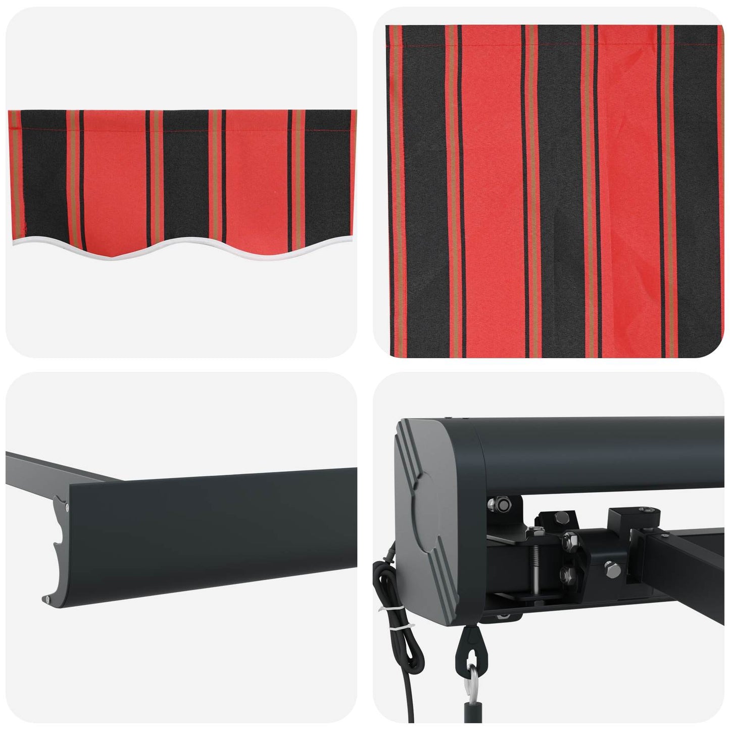 Retractable Awning Red and Black 350 x 250 cm Fabric