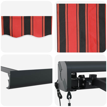 Retractable Awning Red and Black 350 x 250 cm Fabric