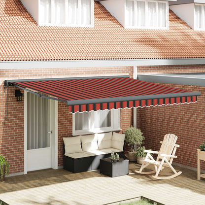 Retractable Awning Red and Black 350 x 250 cm Fabric