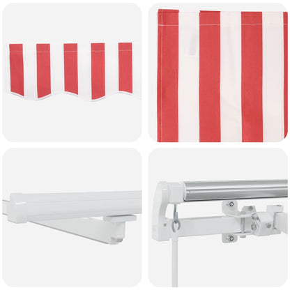 Retractable Awning Red and White 350 x 250 cm Fabric and Steel