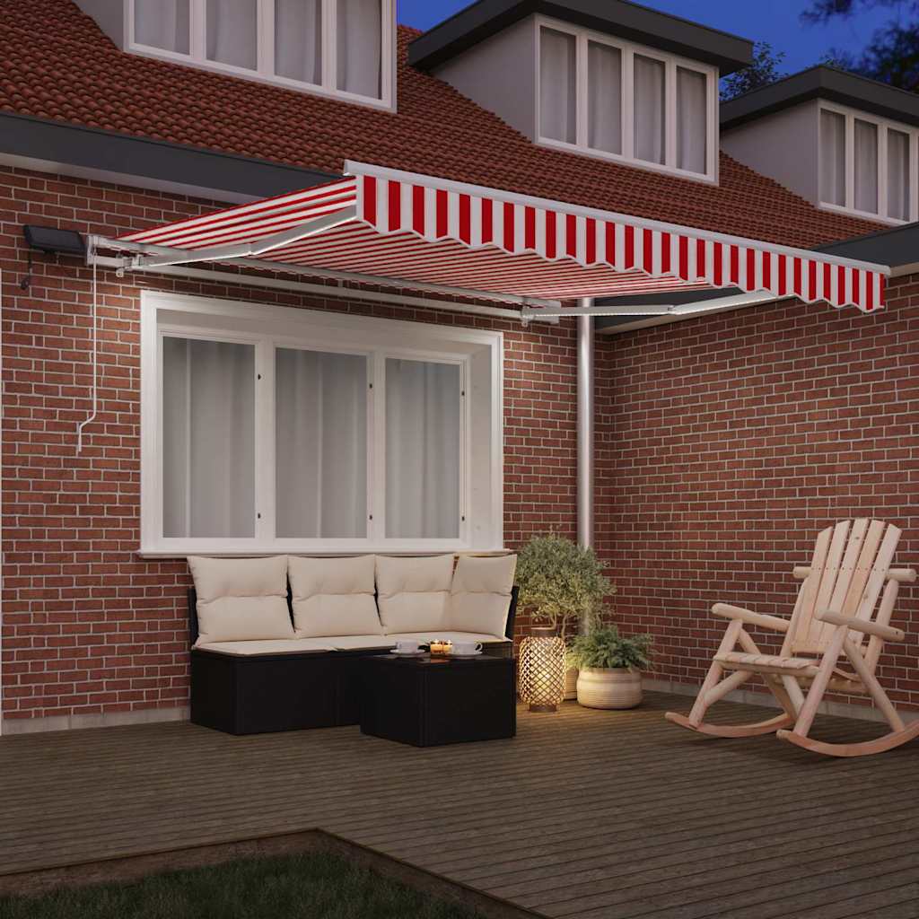 Retractable Awning Red and White 350 x 250 cm Fabric and Steel