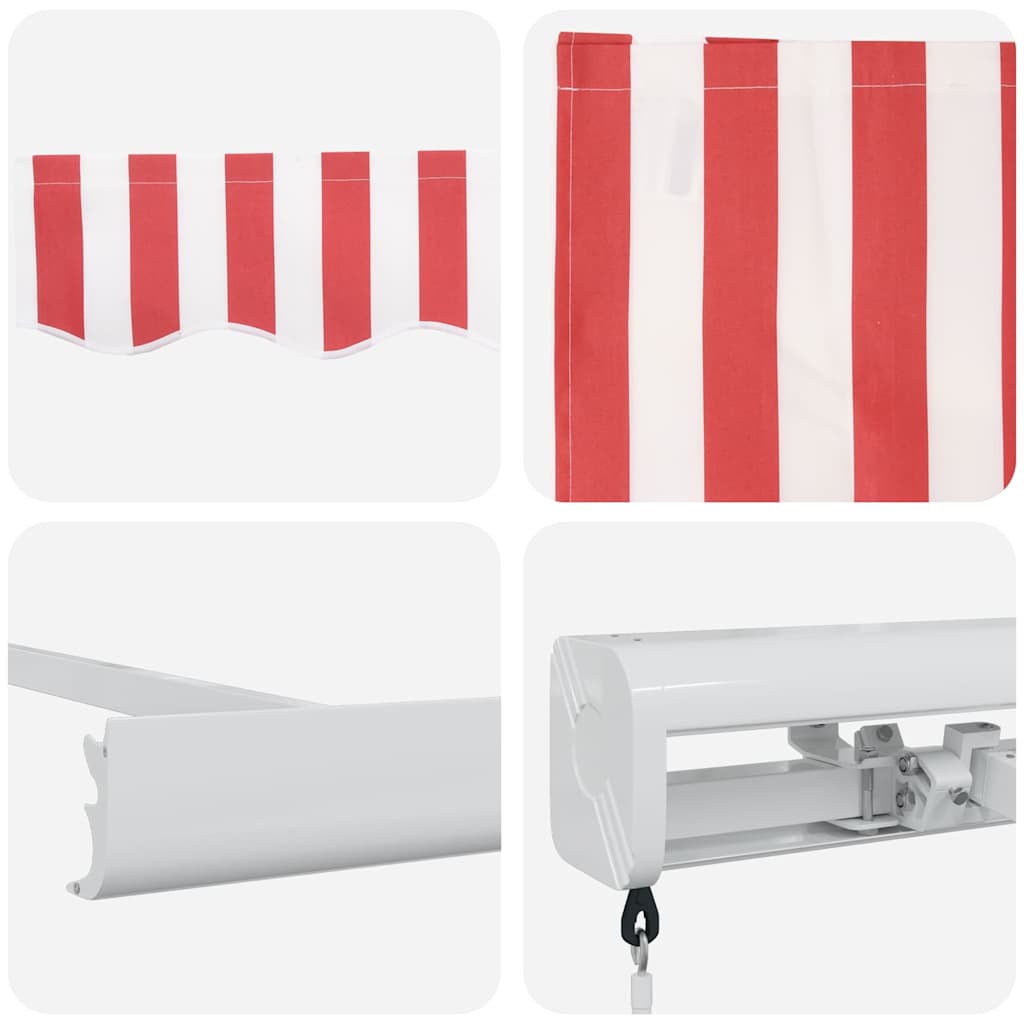 Retractable Awning Red and White 350 x 250 cm Fabric and Metal