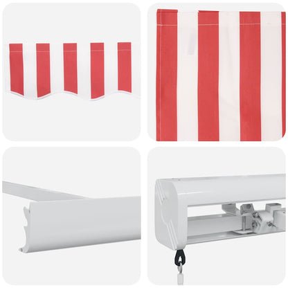 Retractable Awning Red and White 350 x 250 cm Fabric and Metal