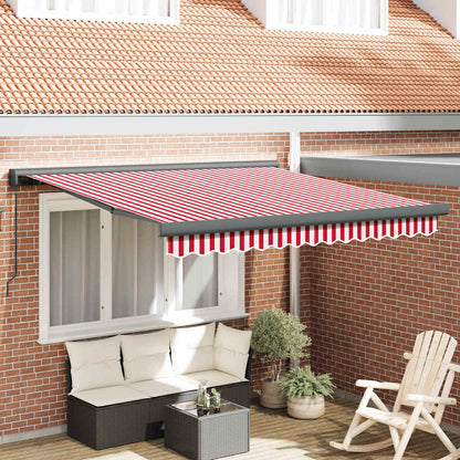 Retractable Awning Red and White 350 x 250 cm Fabric and Metal