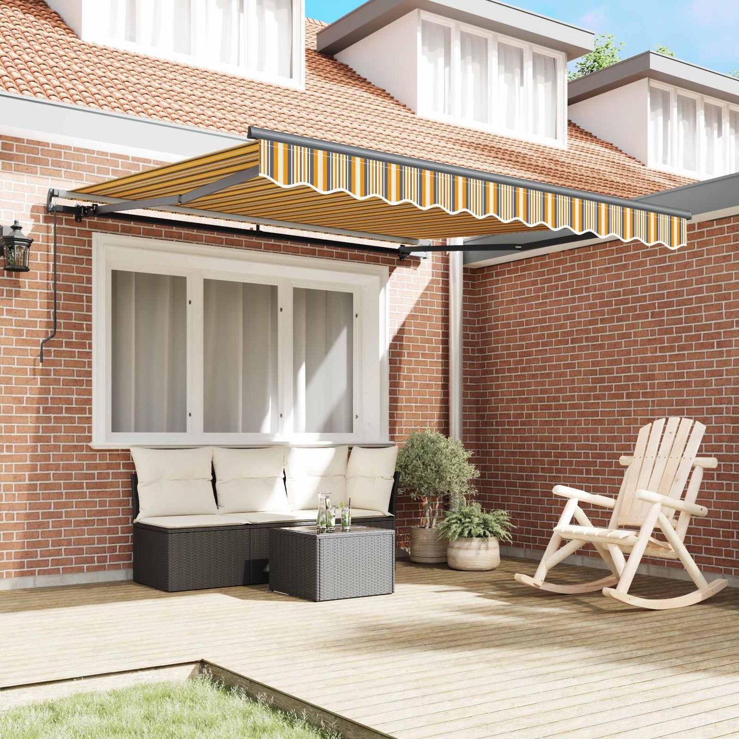 Retractable Awning Multicolour 350 x 250 cm Polyester and Steel