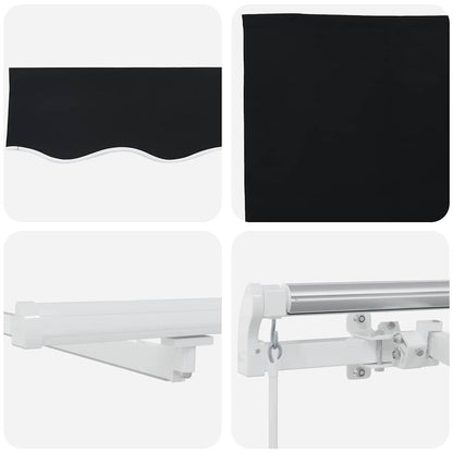 Retractable Awning Manual Black 350 x 250 cm Fabric and Steel