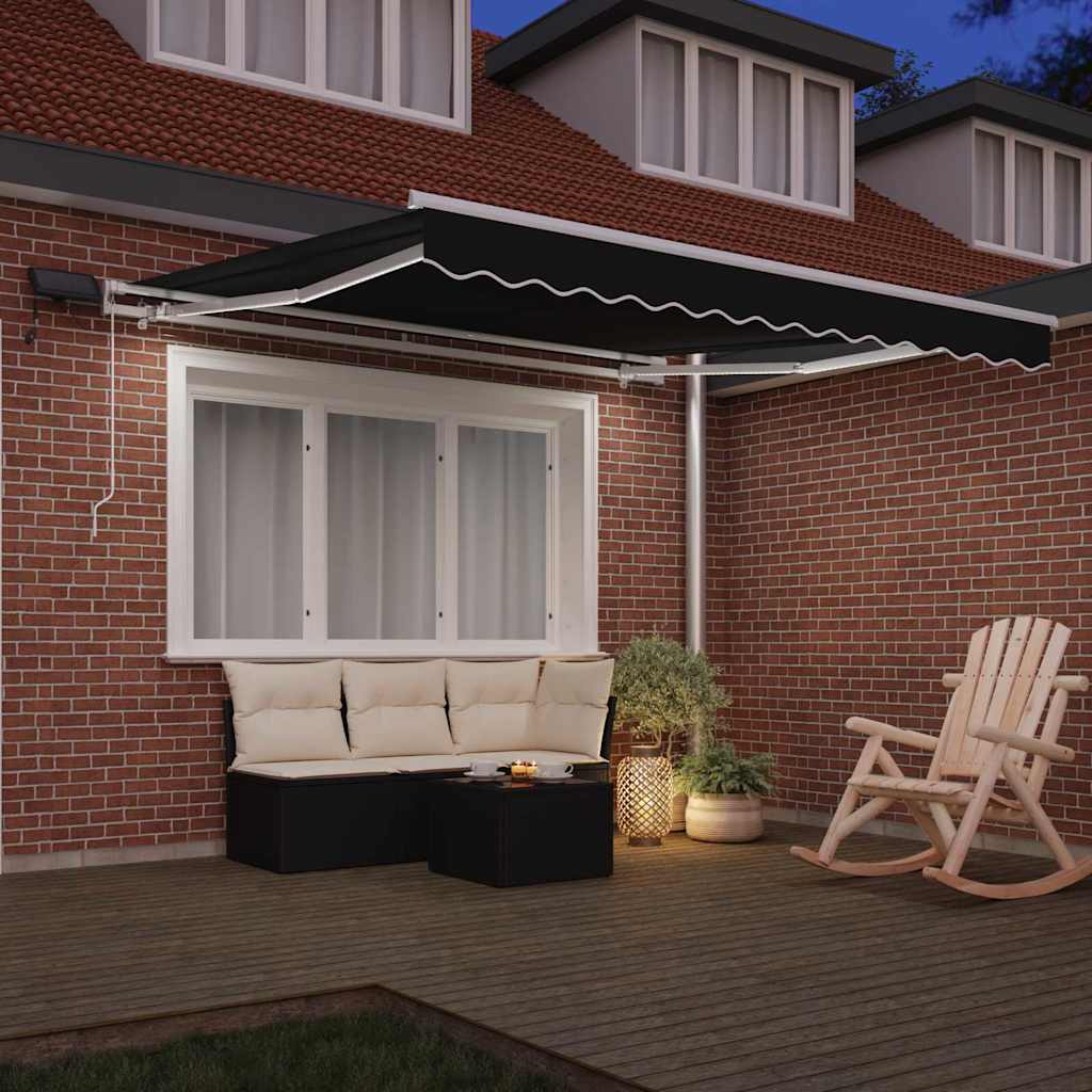 Retractable Awning Manual Black 350 x 250 cm Fabric and Steel