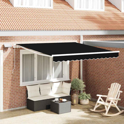 Retractable Awning Manual Black 350 x 250 cm Fabric and Steel