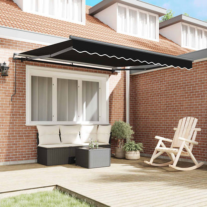 Retractable Awning Black 350 x 250 cm Polyester and Steel