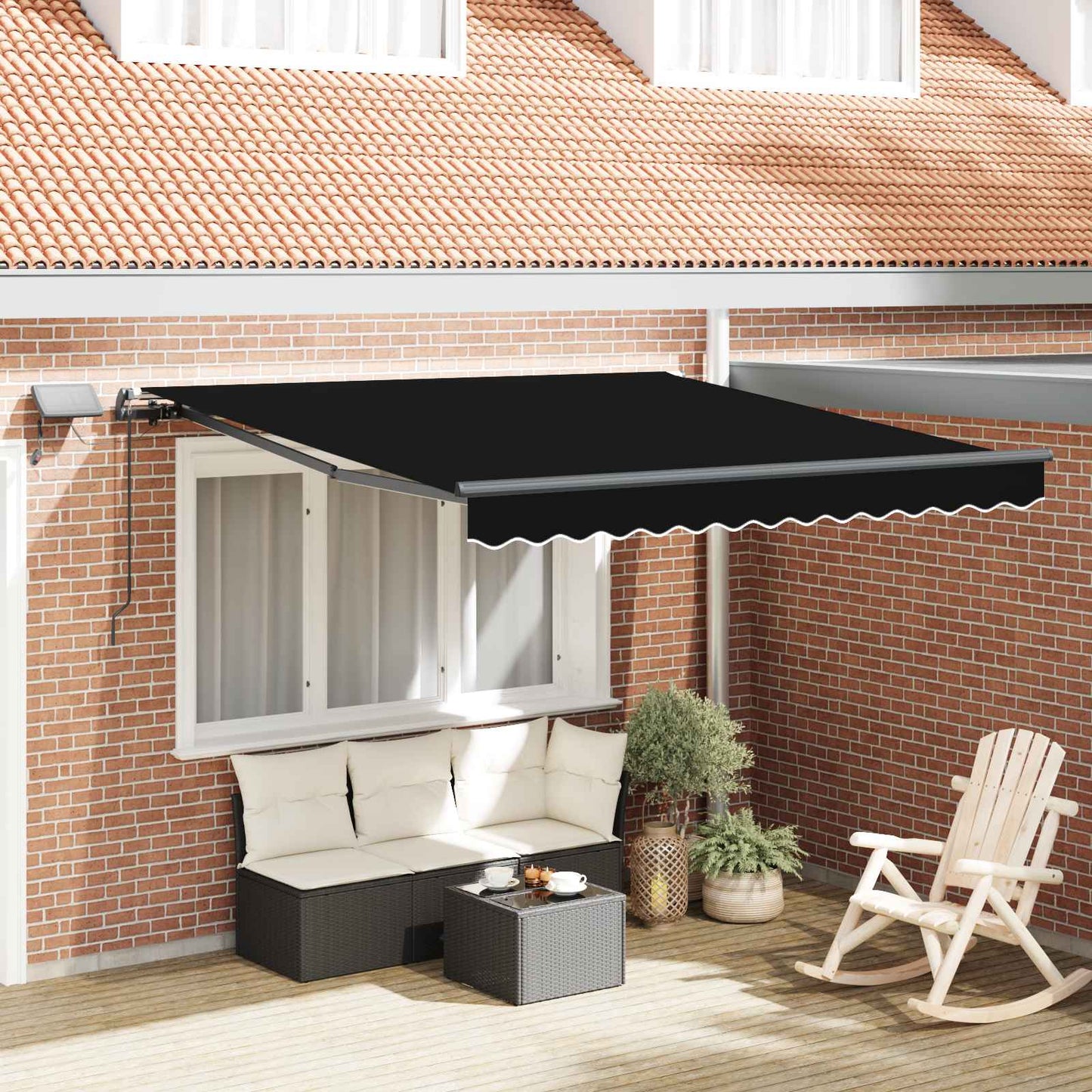 Retractable Awning Black 350 x 250 cm Fabric