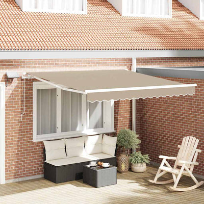Retractable Awning Beige 350 x 250 cm Fabric and Aluminium