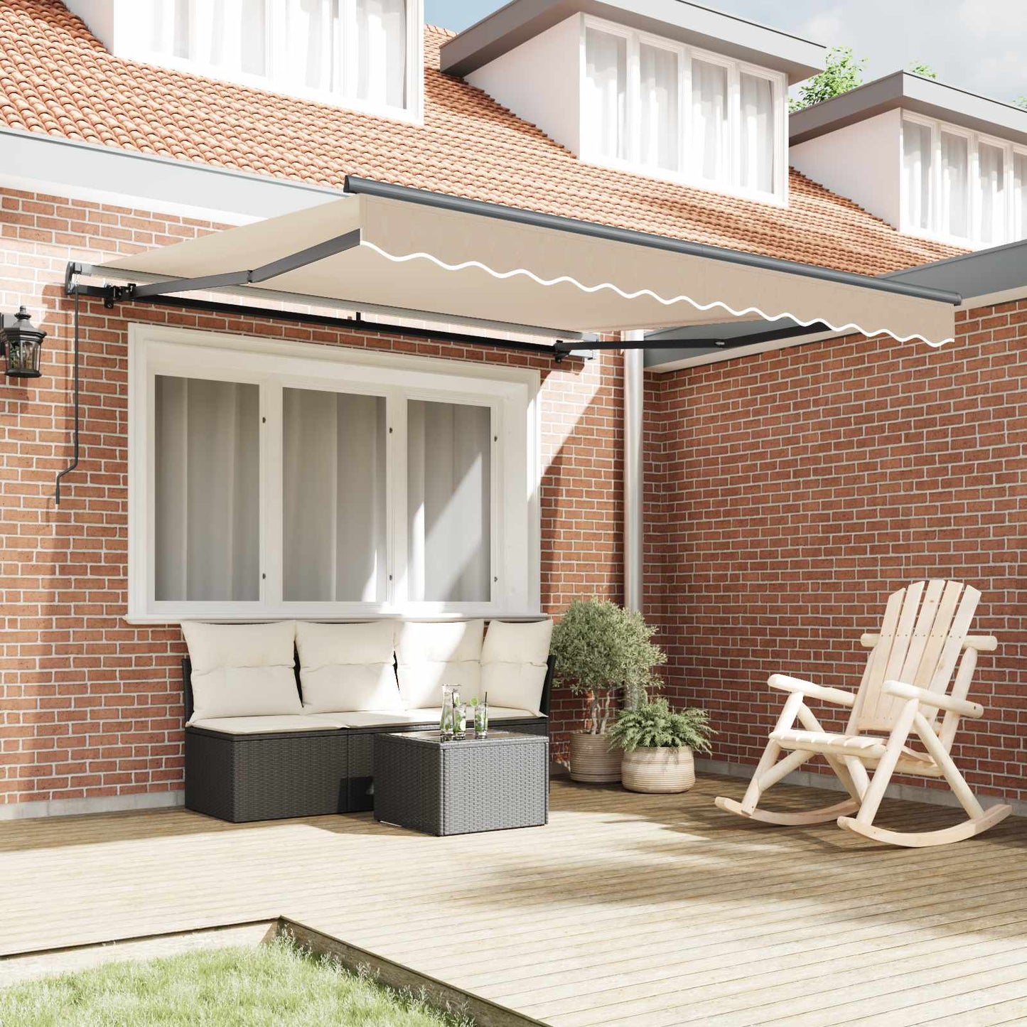 Retractable Awning Beige 350 x 250 cm Polyester and Aluminium