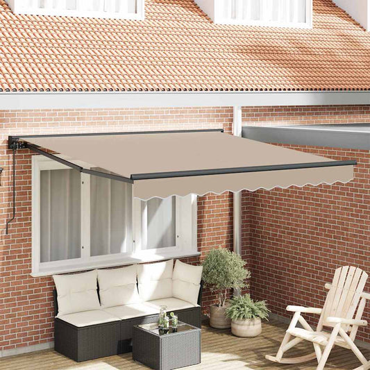 Retractable Awning Beige 350 x 250 cm Polyester and Metal