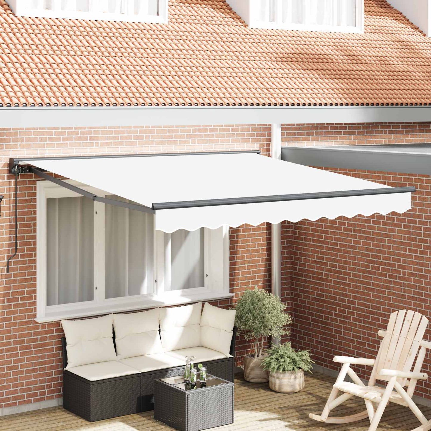 Awning Frame White 350 x 250 cm Polyester with PU coating