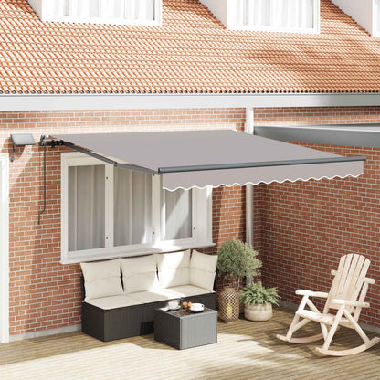 Retractable Awning Light Grey 350 x 250 cm Fabric and Aluminium