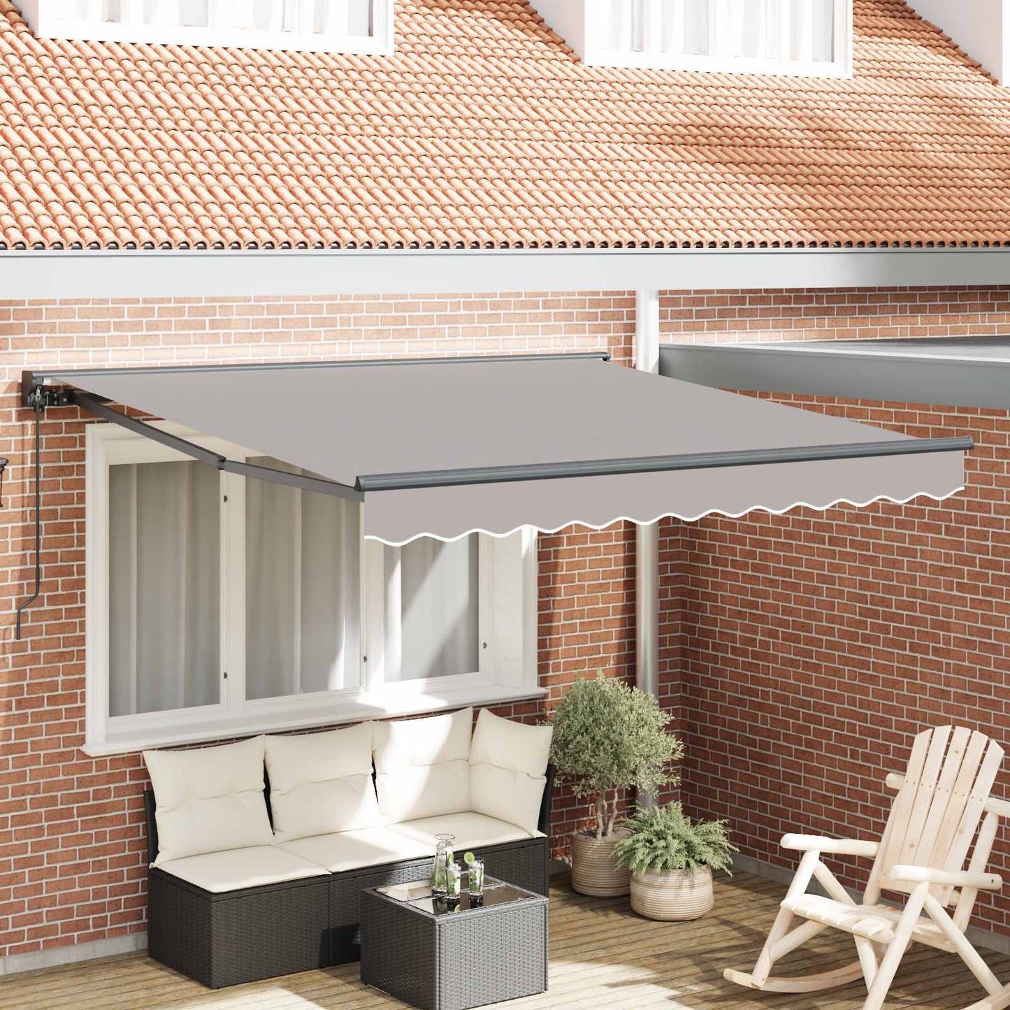 Awning Frame Light Grey 350 x 250 cm Polyester with PU coating