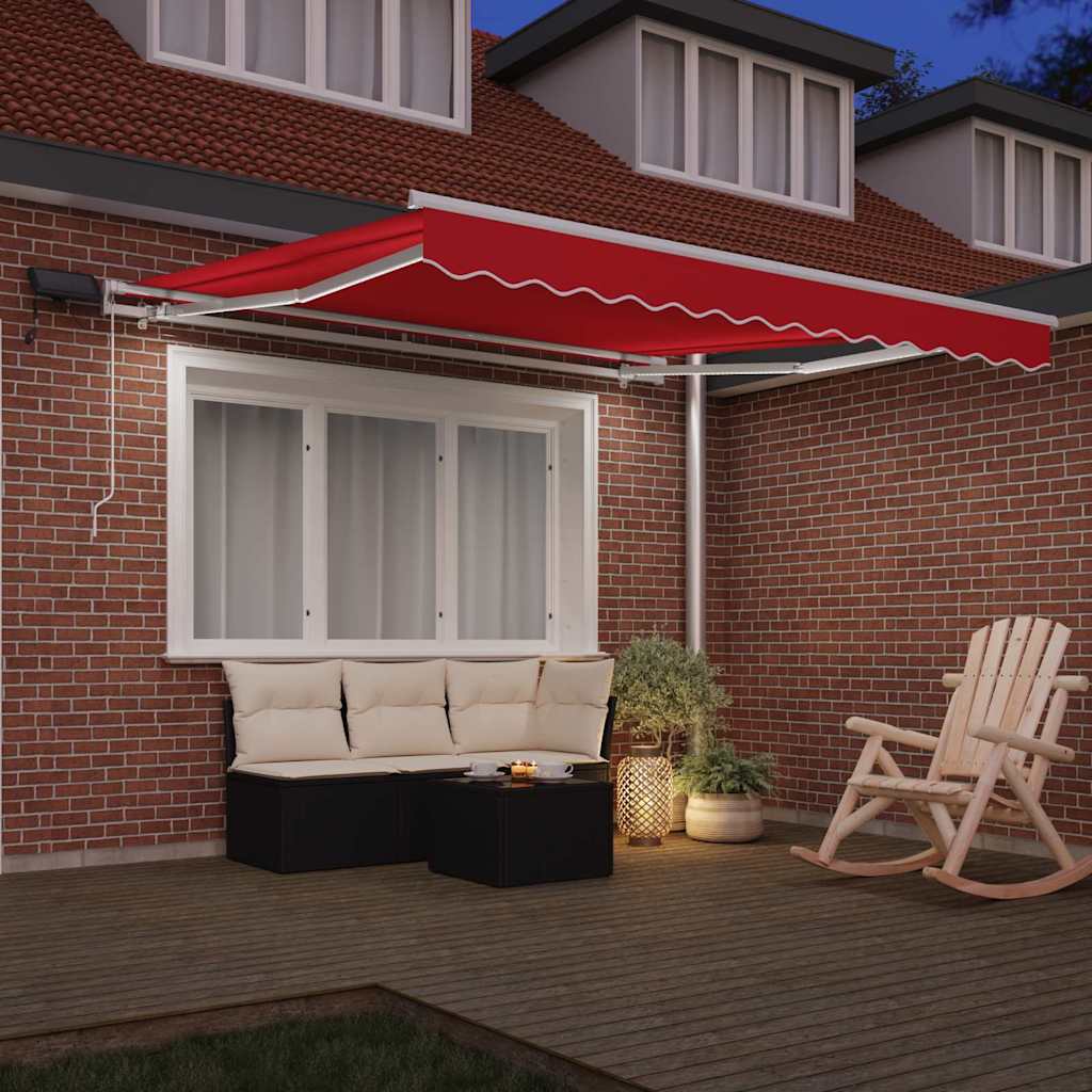 Retractable Awning Manual Red 350 x 250 cm Fabric and Steel