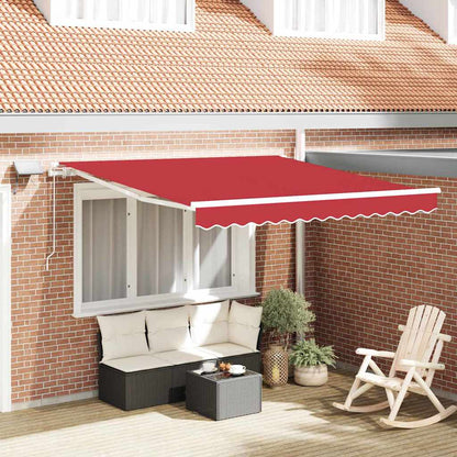Retractable Awning Manual Red 350 x 250 cm Fabric and Steel